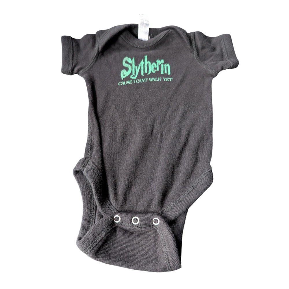 Rabbit Skins Bodysuit Newborn Black Excellent Slytherin Graphic Short Sleeve